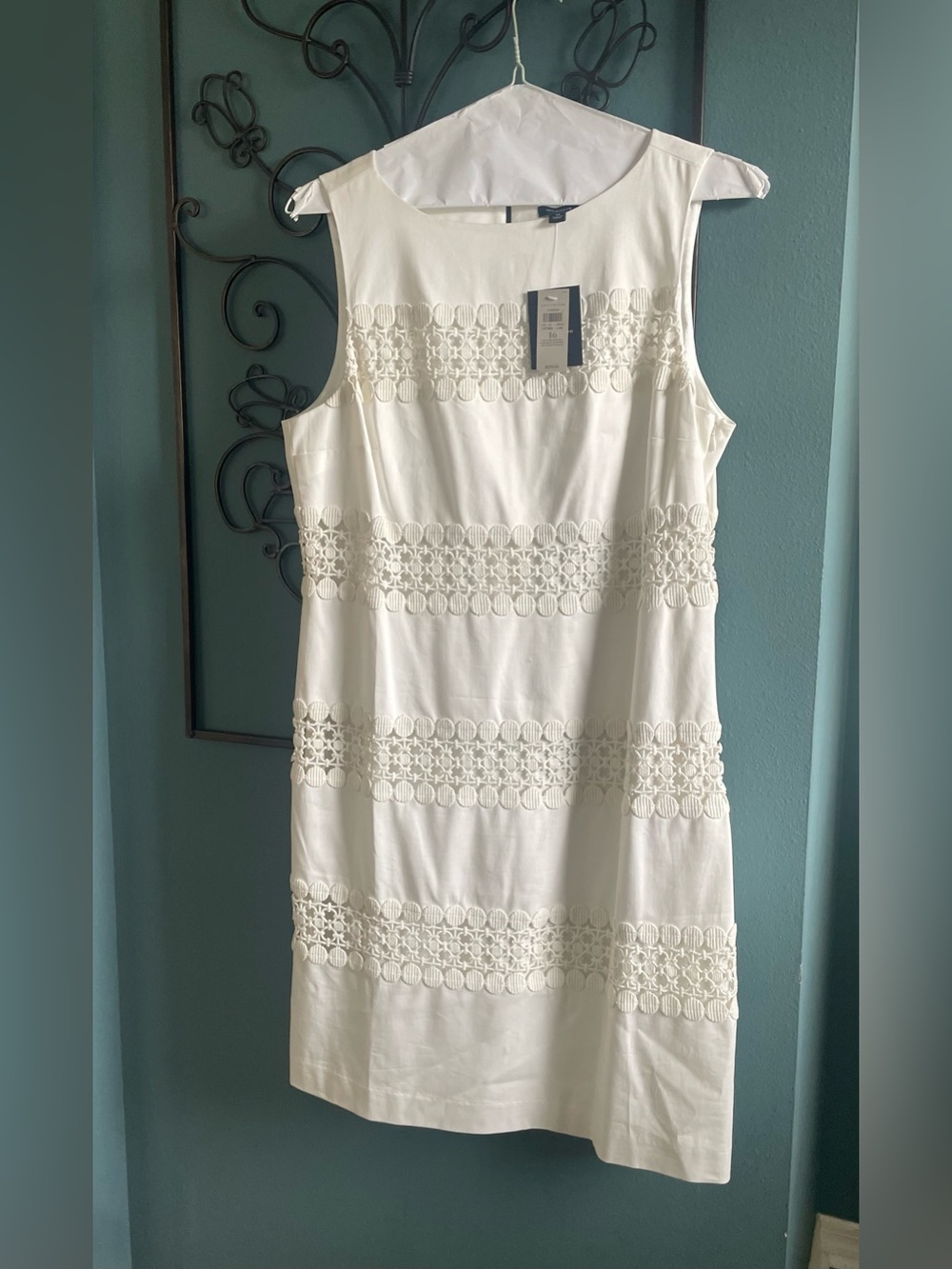 Ann Taylor Ivory Sleeveless Crochet-Dress